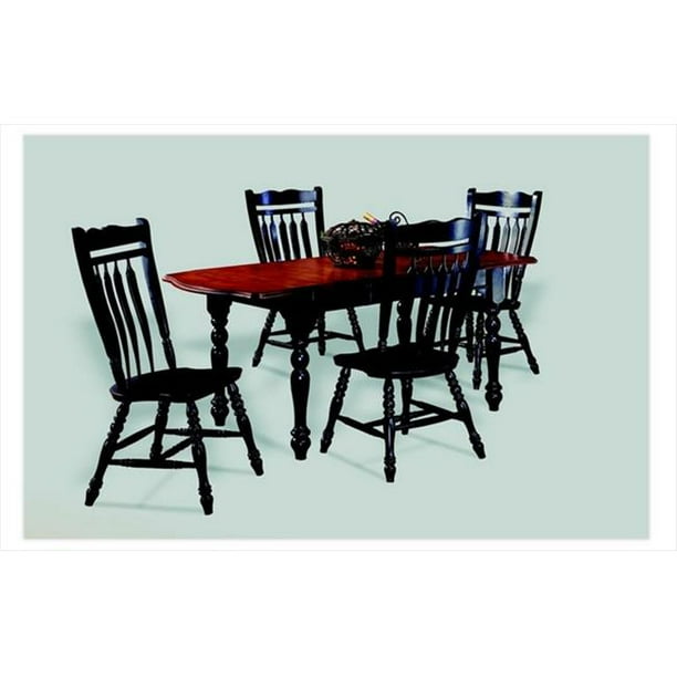 Antique Black Sunset Trading Drop Leaf Extension Table with Cherry Finish Top Antique Black Sunset Trading Drop Leaf Extension Table with Cherry Finish Top
